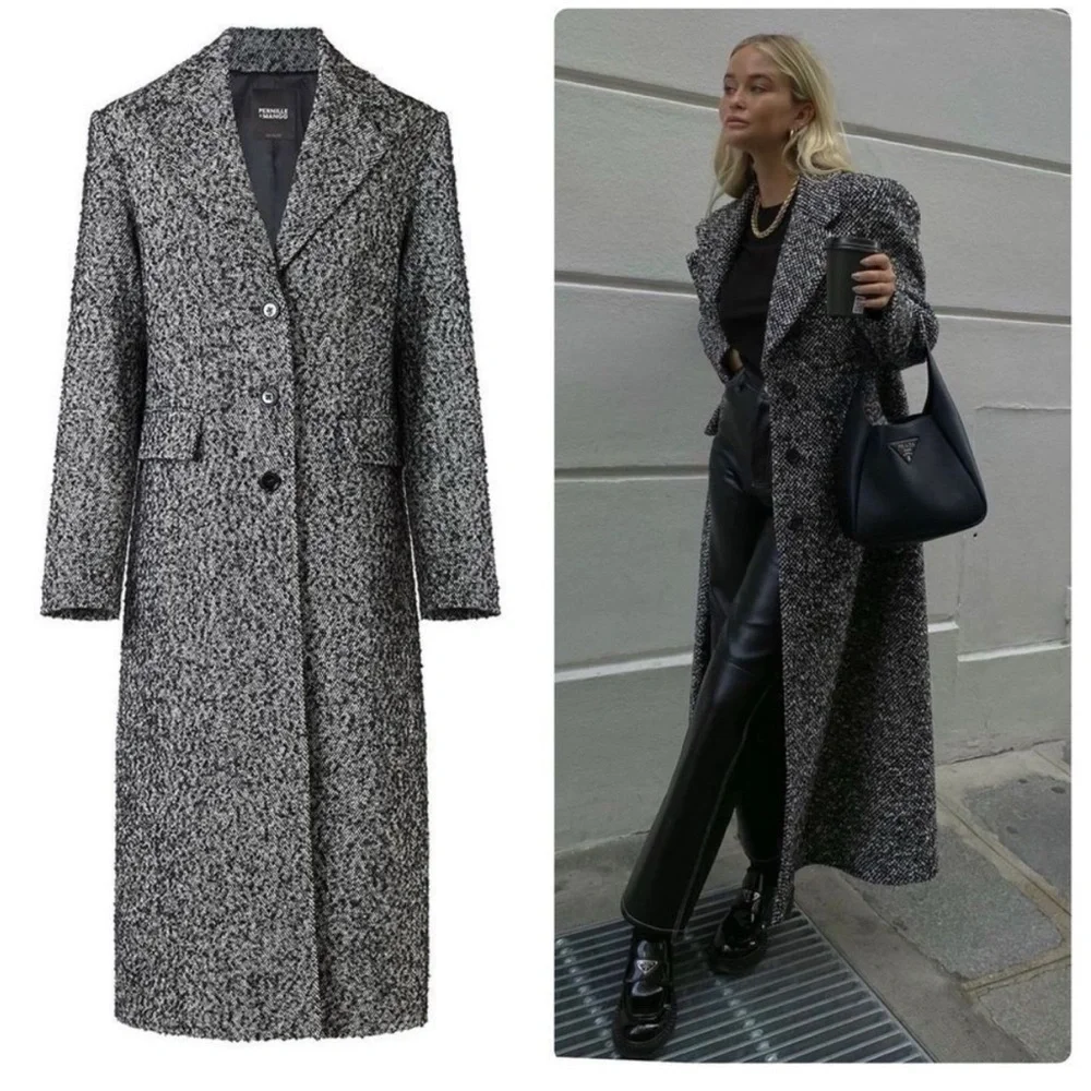 Mango x Pernille Wool Blend Flecked Limited Coat New - Picture 2 of 13